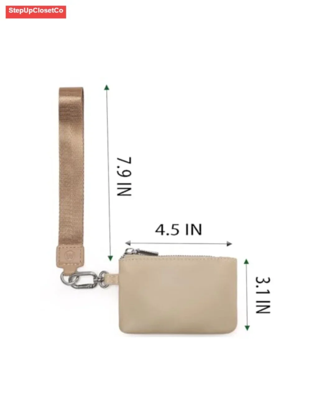 Mini Zip Around Wristlet Wallet Detachable Dual Pouch Nylon Keychain Coin Purse